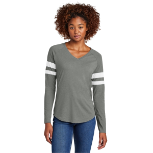 Sport-Tek Ladies Halftime Stripe Long Sleeve V-Neck Tee