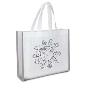 Reflective Non-Woven Coloring Tote Bag With Crayons